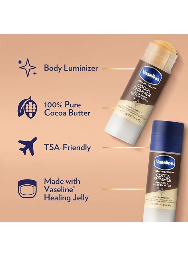 Vaseline Unilever Cocoa Shimmer Jelly Stick GLOW UP Body Luminizer For Dewy Radiant Skin 1.4 oz - 3 Count - Image 2